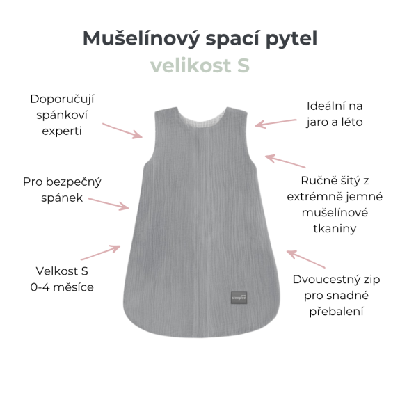 Letný a jarný ľahký mušelínový spací vak Sleepee Nature