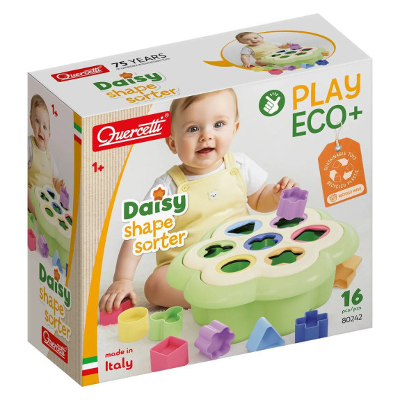 Prvá vkladačka 16 ks PlayEco Daisy Shape Sorter Quercetti