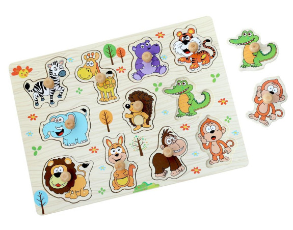 Drevené puzzle Safari 11 dielikov 2Kids Toys
