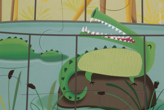 Puzzle dotykové Deň v zoologickej záhrade s textúrou 20 ks Janod