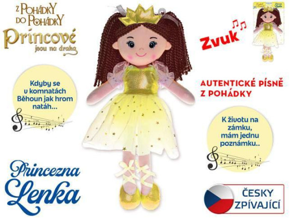 Bábika princezná Lenka 35 cm mäkké telo, na batérie, česky spievajúci 0 m+