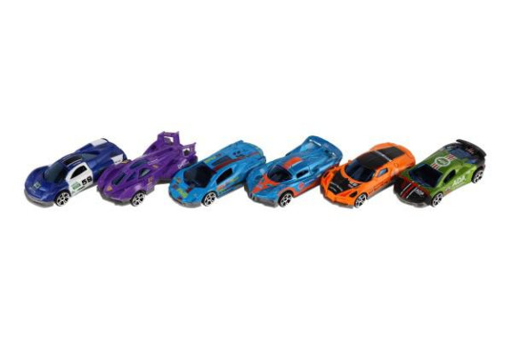 Auto športové 6 ks kov/plast 8 cm na voľný chod