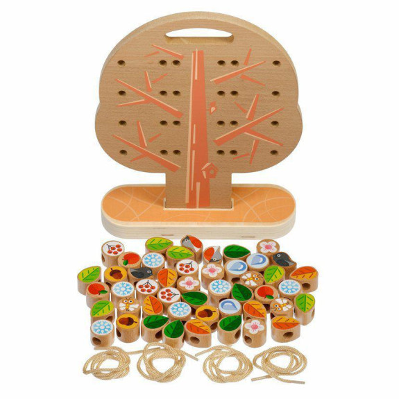 Drevený šnurovací a prevliekací set - strom Lucy & Leo