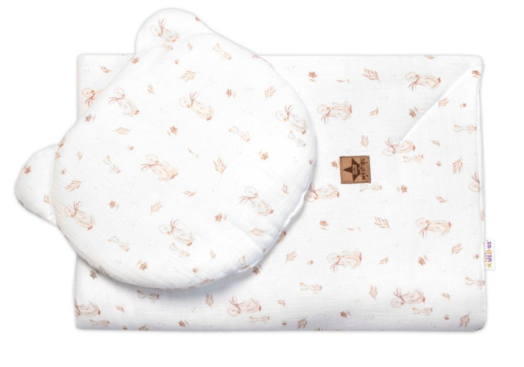 Mušelínová sada biela Goose Teddy 30 x 35 cm, 70 x 100 cm 2D Husičky Baby Nellys