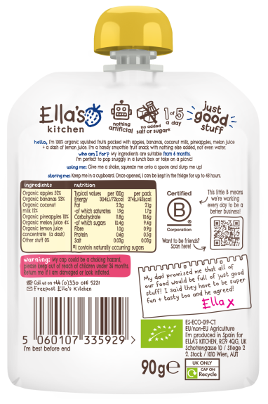BIO White One Ovocné pyré s melónom 90 g Ella's Kitchen