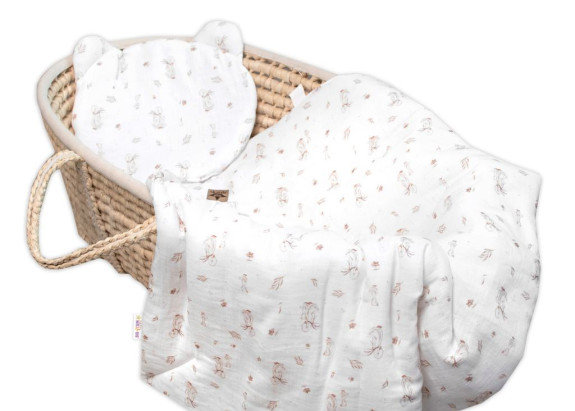 Mušelínová sada biela Goose Teddy 30 x 35 cm, 70 x 100 cm 2D Husičky Baby Nellys
