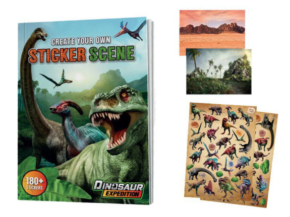 Kniha samolepiek A4 s dinosaurými motívmi 10 listov