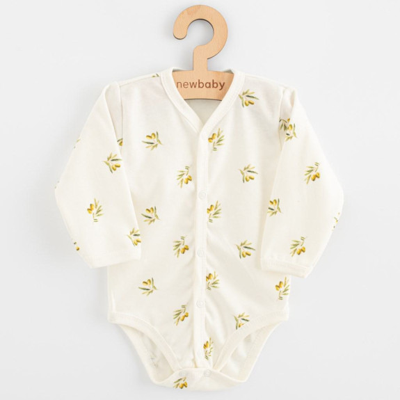 Dojčenské celorozopínacie body s dlhým rukávom z organickej bavlny Olivy New Baby
