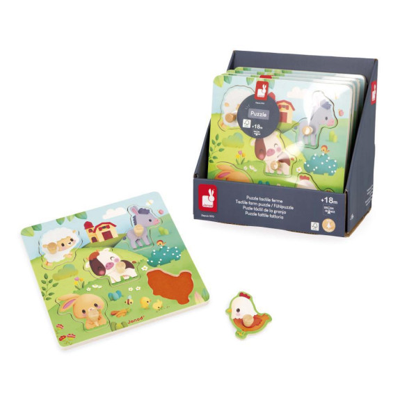 Drevené vkladacie puzzle s úchytom Zvieratká Janod Farm