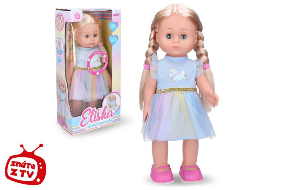 Eliška chodiaca bábika 41 cm modré šaty