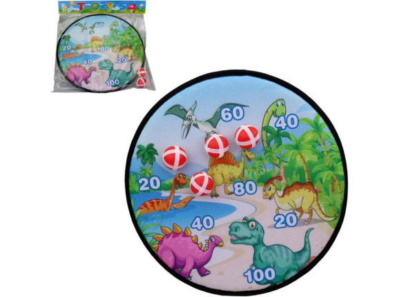 Terč s dinosaurami a loptičkami na suchý zips 36 x 36 cm
