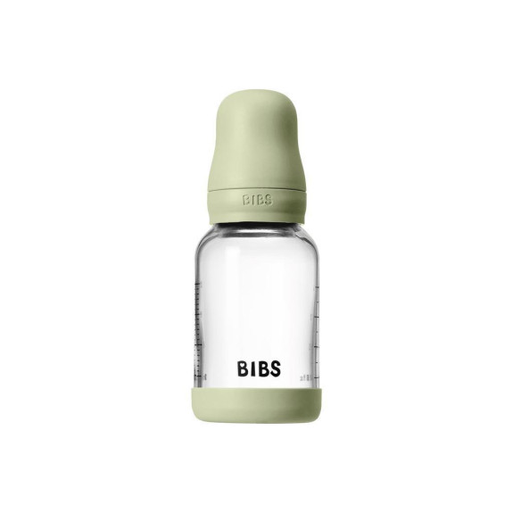 Antikoliková sklenená fľaša s kaučukovým cumlíkom 120 ml Bibs