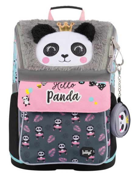 Set 5 Zippy Panda: aktovka, peračník, sáčok, zástera, peňaženka Baagl