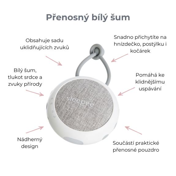 Prenosný biely šum so zvukmi dažďa, prírody a tlkotu srdca Sleepee