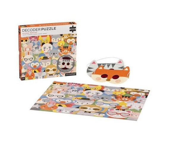 Petit Collage Puzzle zvieratká 100 ks s 3D okuliarmi