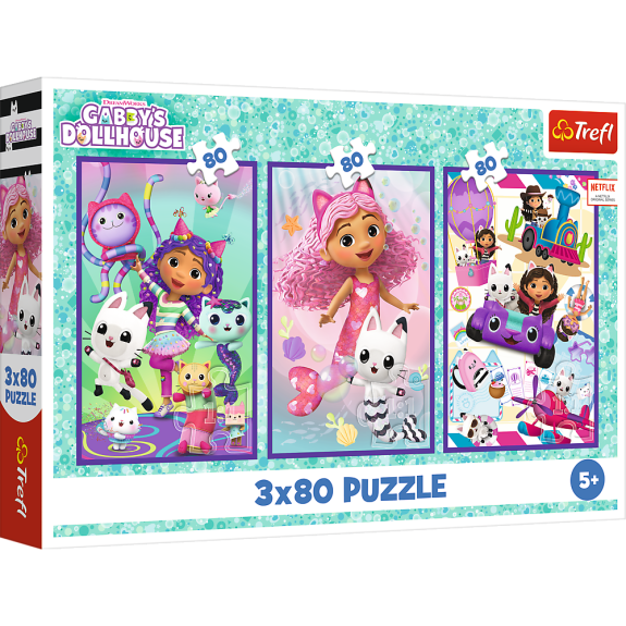 Puzzle Gabbyine farebné dni 3 v 1 3 x 80 dielikov
