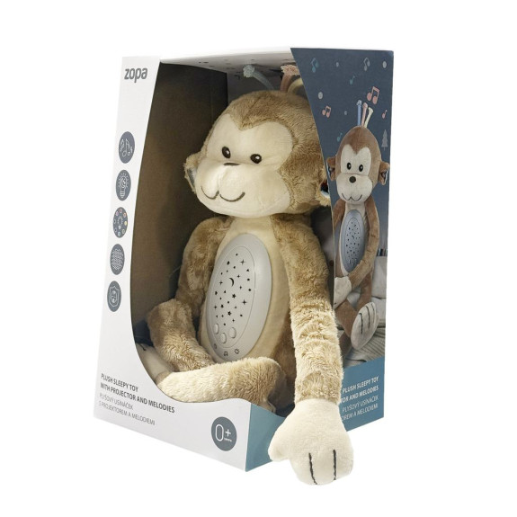 Plyšový zaspávač s projektorom a melódiami, Monkey Zopa