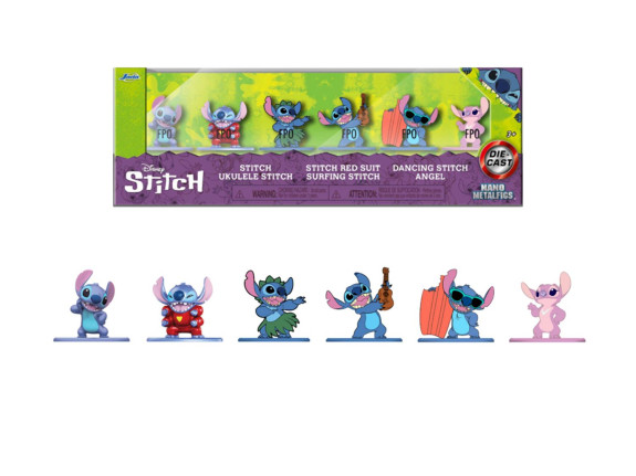 Kovové zberateľské nanofigurky 1,65" súprava 6 ks Stitch
