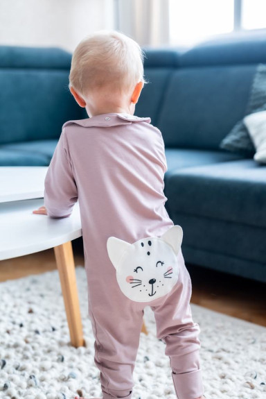 Detský rastúci overal Mačka Pastel ružový Moniel