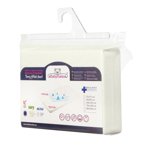 Nepremokavé prestieradlo froté 70 x 140 cm Babymatex