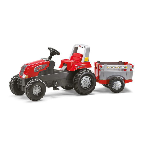 Šliapací traktor Rolly Junior RT s vlečkou červeno-sivý