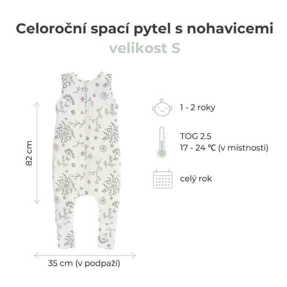 Celoročný spací vak s nohavicami Sleepee Meadow