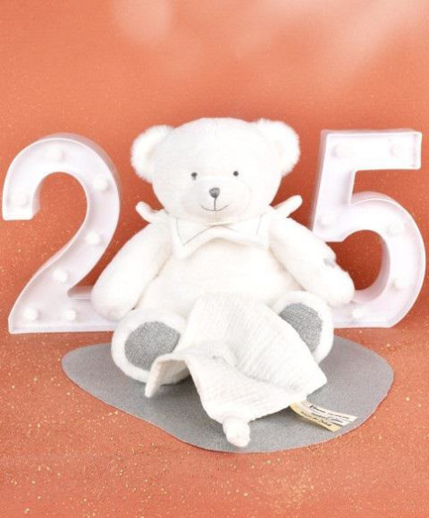Darčeková sada Plyšový medvedík s dečkou 30 cm sivý Doudou