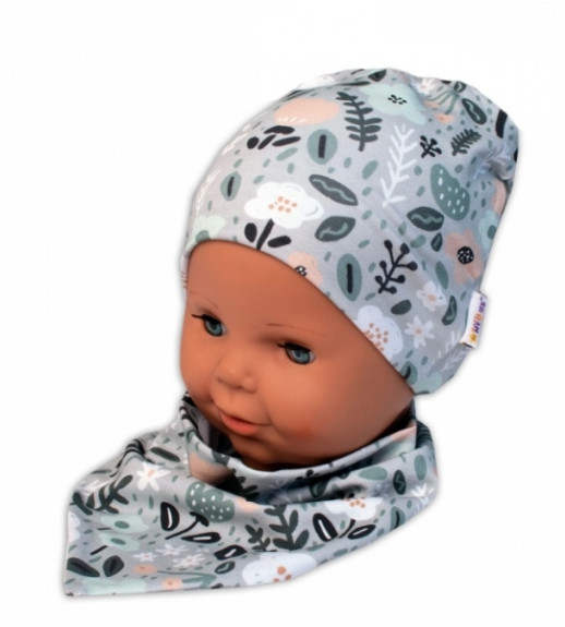 Dvojvrstvová čiapka + šatka Palouček, mätová Baby Nellys