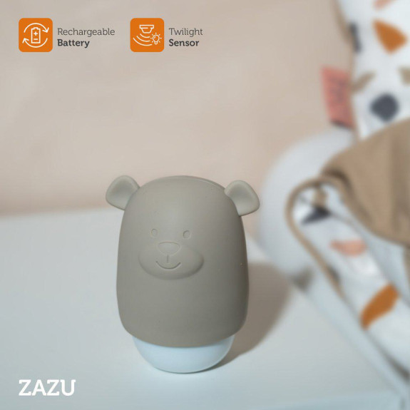 Medvedík BENNY hnedosivý - nočné svetlo so senzorom súmraku Zazu