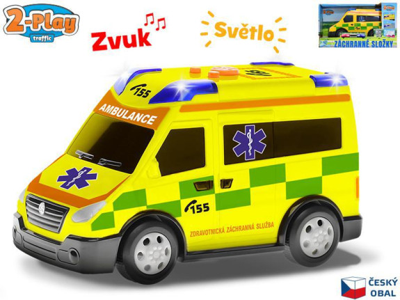 2-Play Traffic Auto ambulancia CZ design 13,5 cm voľný chod so svetlom a zvukom