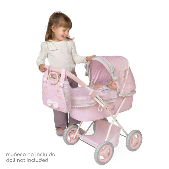 Skladací kočík pre bábiky so slnečníkom a taškou Sophie 60 cm DeCuevas