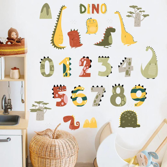 Nástenné samolepky do detskej izby, Dino Numbers Sipo