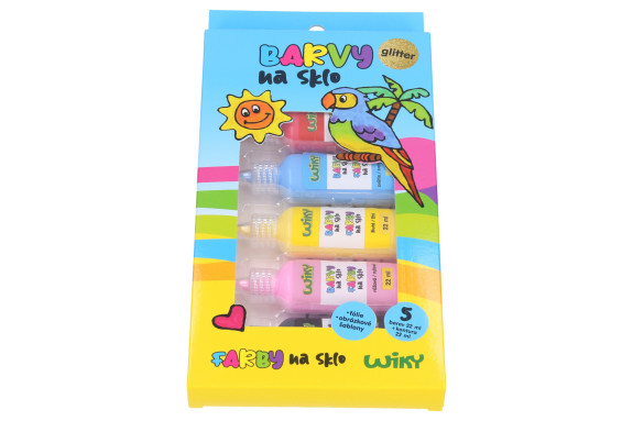 Farby na sklo glitter 5+1 22 ml