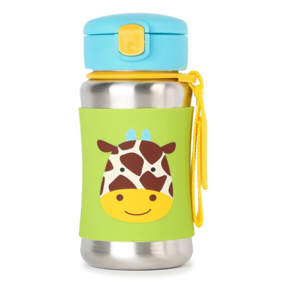 Nerezová fľaša na vodu SKIP HOP Zoo so slamkou 350 ml
