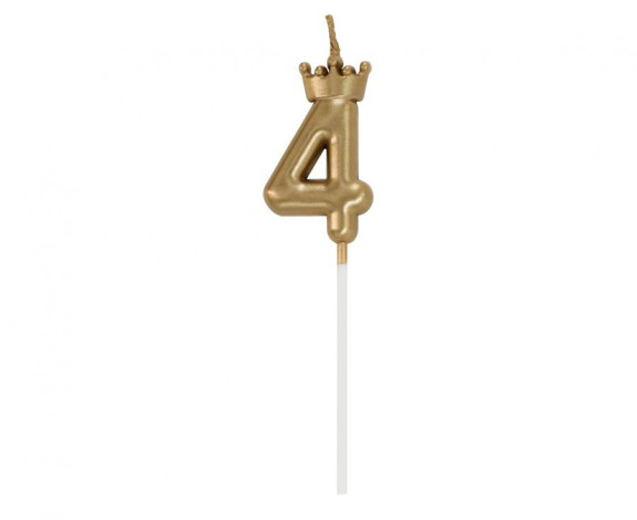 Sviečka tortová zlatá s korunkou, 6cm