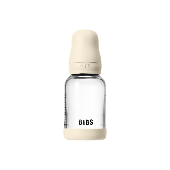 Antikoliková sklenená fľaša s kaučukovým cumlíkom 120 ml Bibs