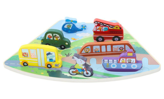 Drevené puzzle Dopravné prostriedky prepojiteľné 2Kids Toys