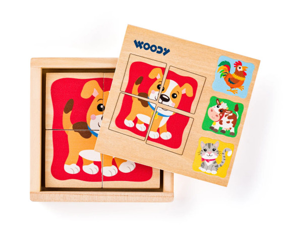 Minipuzzle Zvieratká v drevenej krabičke
