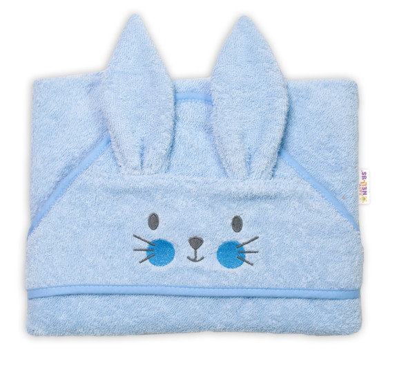 Detská froté osuška s kapucňou 80 x 80 cm Cute Bunny modrá Baby Nellys