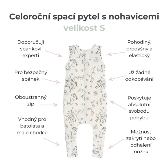 Celoročný spací vak s nohavicami Sleepee Meadow