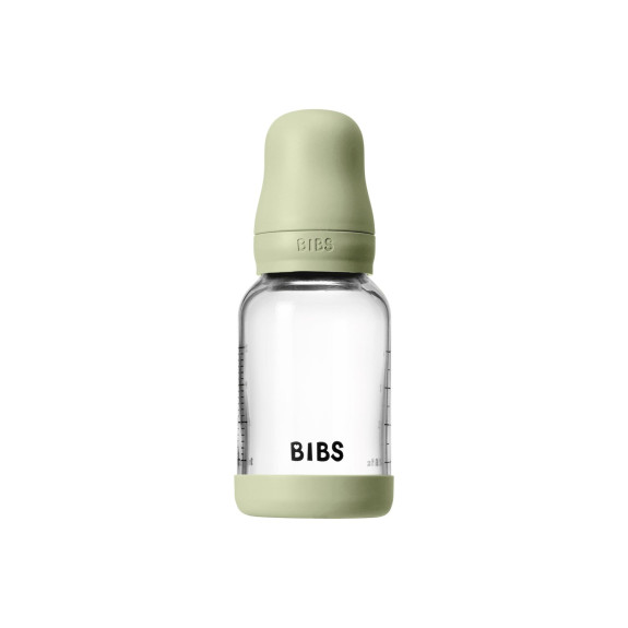 Antikoliková sklenená fľaša s kaučukovým cumlíkom 120 ml Bibs