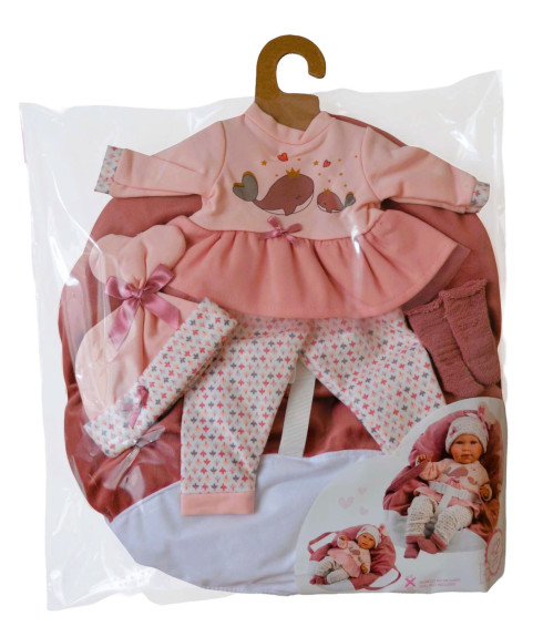 Obleček pre bábiku New Born veľkosti 40-42 cm s nosítkom do ruky Llorens
