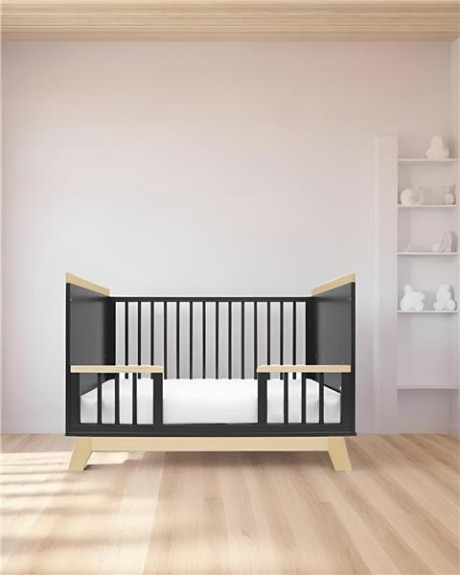 Detská postieľka so zábranou Marcus 120 x 60 cm grafit/prírodný New Baby