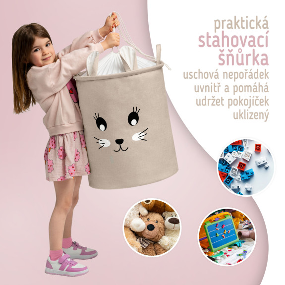 Kôš na hračky XL so šnúrkou, skladací bavlnený / 63 l Sipo