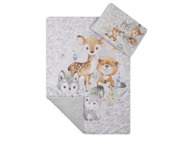 Komplet do postieľky Premium Minky 75x100 cm Lesné zvieratá