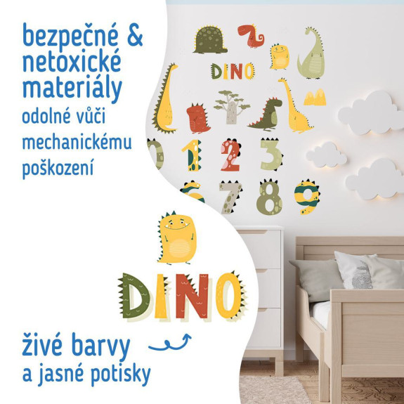 Nástenné samolepky do detskej izby, Dino Numbers Sipo