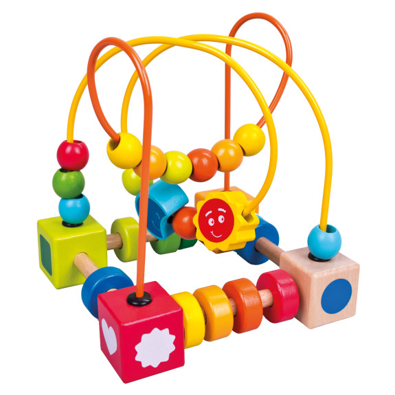 Labyrint s korálkami drevený 16 cm