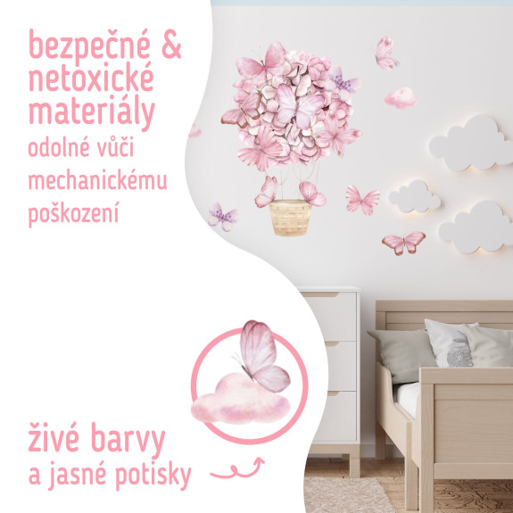 Nástenné samolepky do detskej izby, Pink Butterflies Sipo
