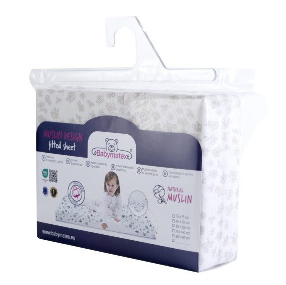 Mušelínové prestieradlo Dizajn s gumou 60 x 120 cm BabyMatex