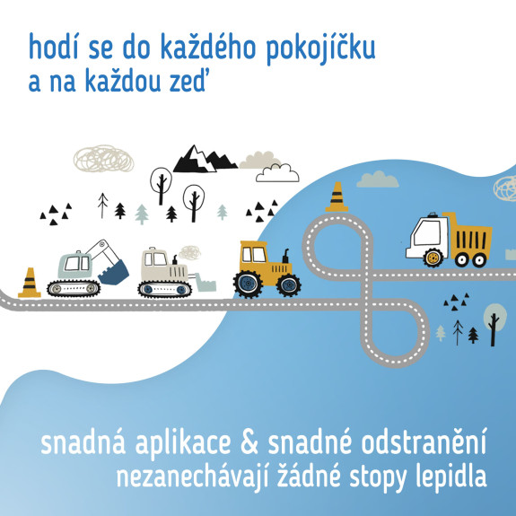 Nástenné samolepky do detskej izby, Tractors on street Sipo
